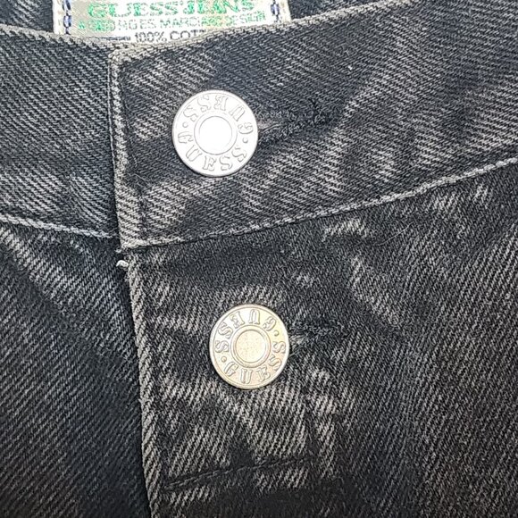 Guess Jeans Black Vintage Cotton Double Button Wide Leg Washed Jeans Size 32 XL - Picture 8 of 16
